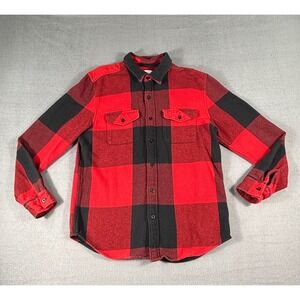 American Eagle Buffalo Plaid Flannel Shirt Men L Red‎ Black Classic Lumberjack